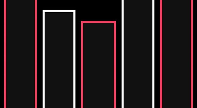 Animated digital audio equalizer bars with neon red and animation white light lines
