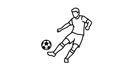Fototapeta premium Soccer Player Kicking Ball, Line Art