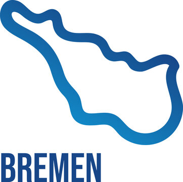 Bremen State Simplified Map Outline, Germany, Minimal Blue Gradient Vector, Isolated on Transparent Background