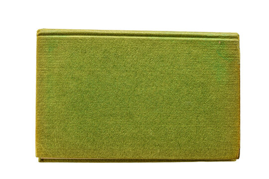 Vintage green book cover with aged paper texture isolated on transparent background. Ideal for design mockup, background, overlay, or antique themed projects