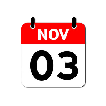 November 3 Day Calendar Vector Icon Perfect for planner, reminder, time management, schedule, office, business, and monthly event start design template	