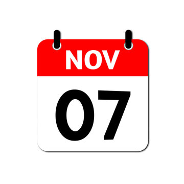 November 7 Day Calendar Vector Icon Perfect for planner, reminder, time management, schedule, office, business, and monthly event start design template	