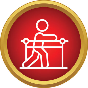 Person doing physical therapy exercises with parallel bars, aiding recovery and mobility