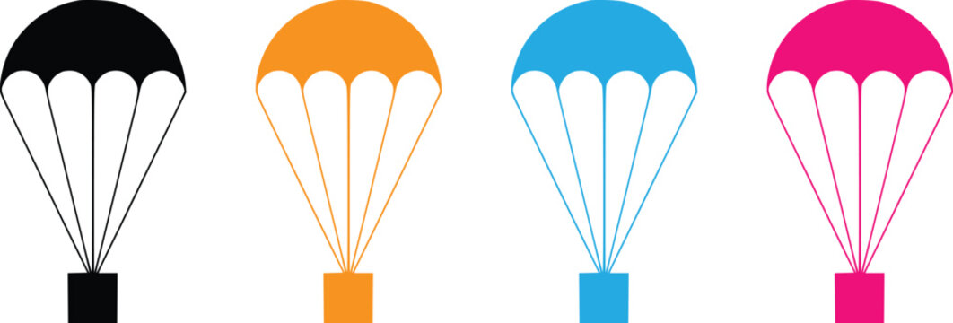 Colorful Parachute Icon Set Vector Illustration Isolated on Gray Background