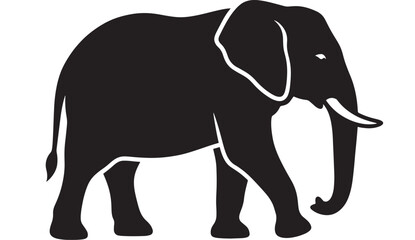 Obraz premium Elephant silhouette with thick outlines and black fill featuring outline, animal, mammal with wildlife and nature elements for vector, icon projects,