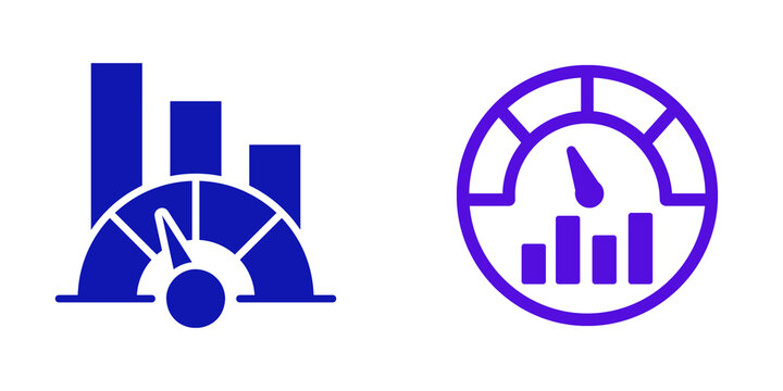 Performance Meter and Bar Chart Icons isolated on transparent background