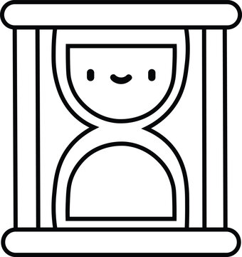 Hourglass with smiling face happy smiley sand timer symbol icon  hourglass with smiling face happy smiley sand timer symbol icon