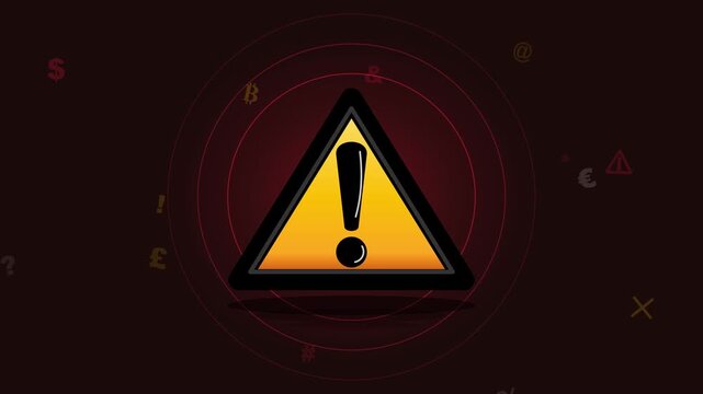 Flashing Warning Triangle for Phishing Spam and Scam Alert