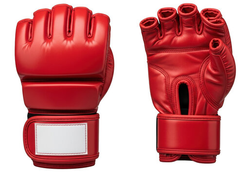 Red mma gloves isolated on transparent background
