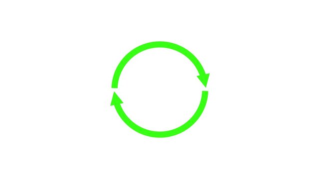 Animated Circular Refresh Arrows Icon with Rotation Symbol Representing Reload, Recycle, Synchronization and Loading Process on Transparent Background