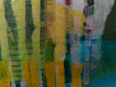 Crimson Forest Green Mixed Media Abstract Painting Texture Background Art