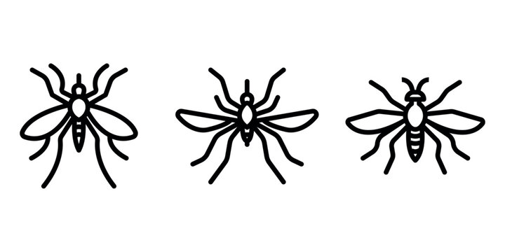 mosquito outline or line icon design bundle.