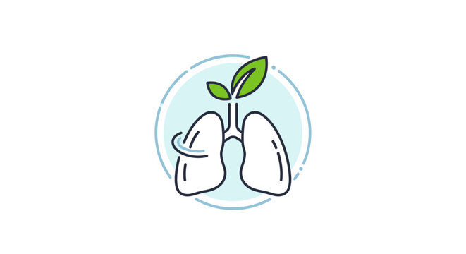 Healthy Lungs with Green Leaves Icon