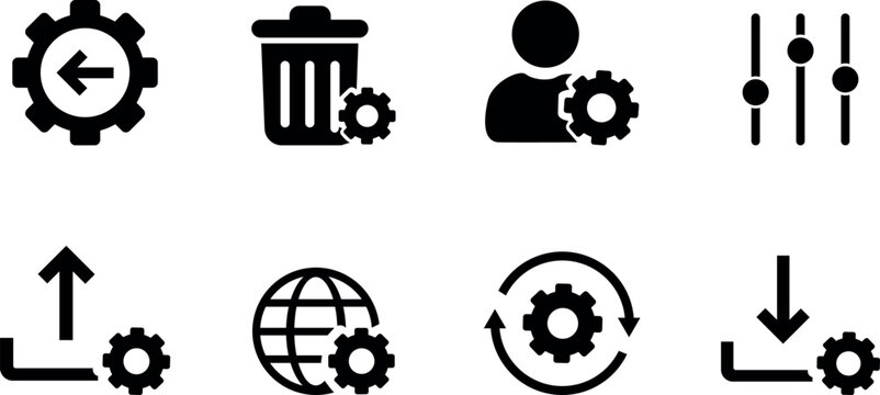 Gear icons for settings configuration and workflow management