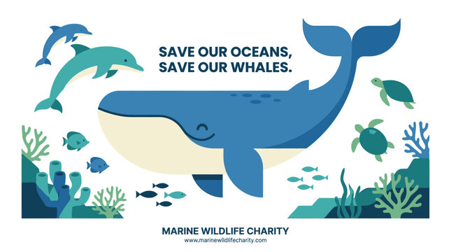 Save Our Oceans and Whales Marine Wildlife Charity Poster