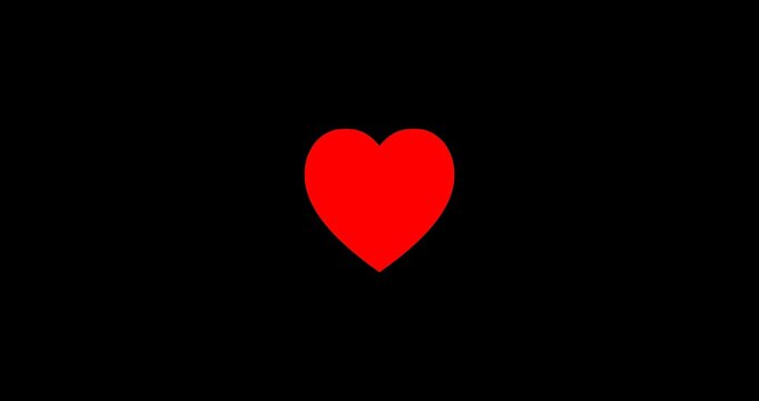 4K flat animation of white heart changing into red with small flying hearts burst effect like fireworks. Transparent alpha channel background for overlays, romantic videos, and motion graphics.