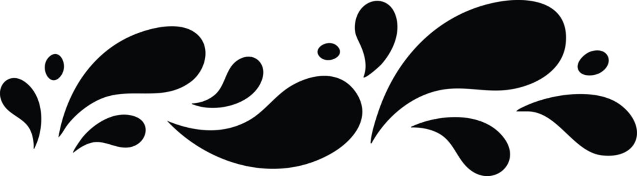 Black decorative scroll pattern with abstract leaf-like shapes on