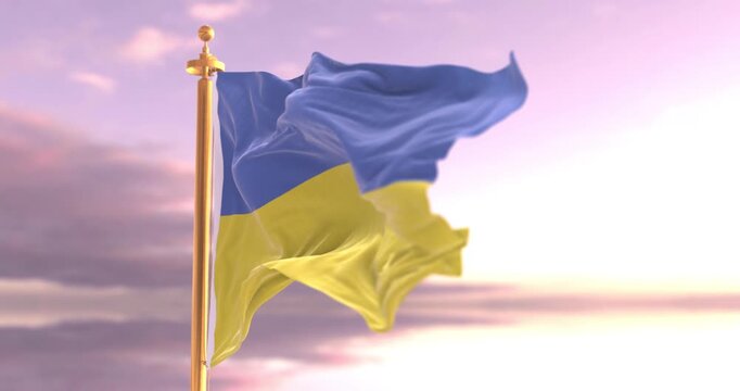 Ukraine Flag Waving in the Wind 4K Cinematic Animation