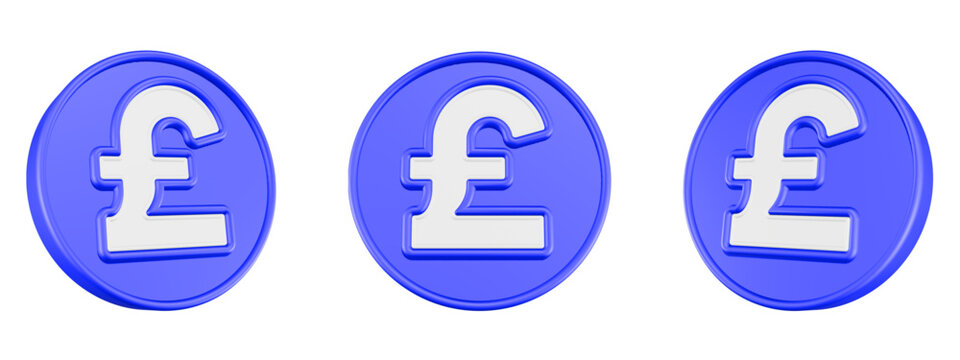 Pound sterling icon 3d render circle button