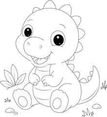 Cute dinosaur coloring page for kids © MdSanoarulIslam