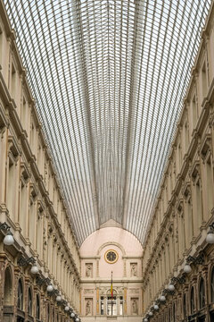 Glass roof arcade in a historic shopping gallery