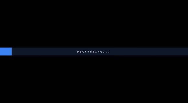 Decrypting progress bar animation for cyber security and data loading animation