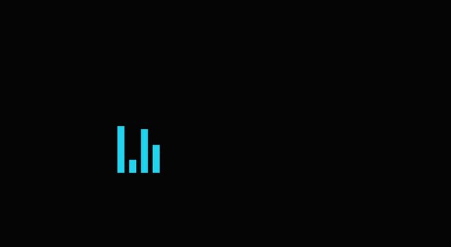 Digital audio equalizer bars pulsing animation on animation black background