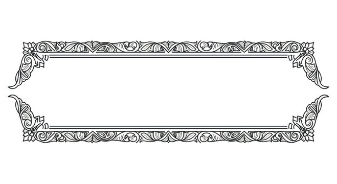 Ornate Vintage Frame with Floral Swirls and Empty Space for Text