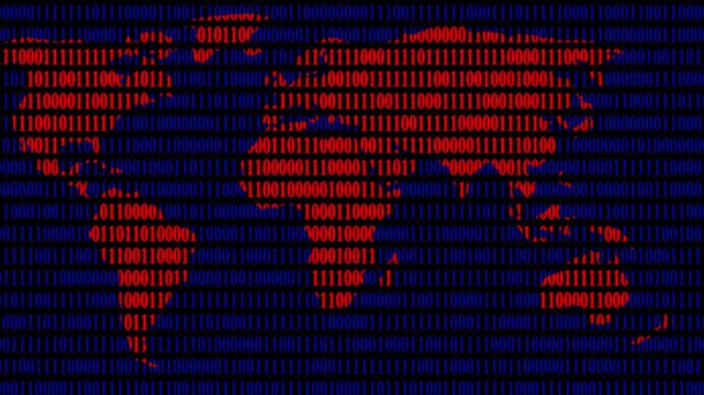 binary digit showing world map background,world map icon  animation video on binary background.  digital binary code with world map icon.