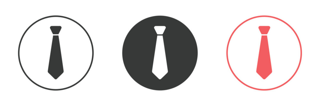 Tie icons set for formal fashion, business dress code, and professional style illustration design.