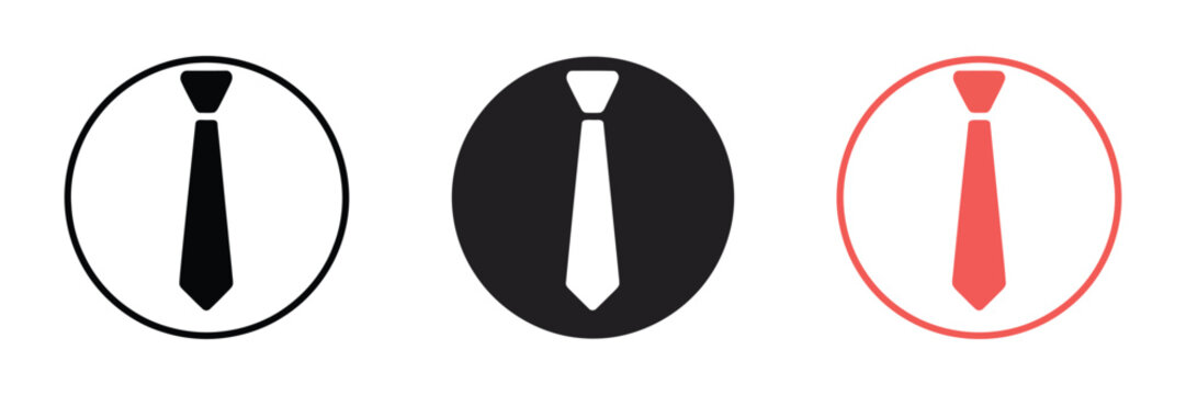Tie icon set featuring necktie symbols for business, fashion, and formal wear design illustration.