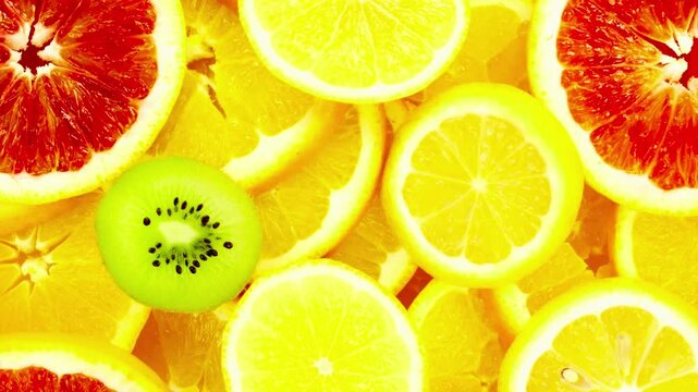 Fresh oranges and kiwi fruits arranged beautifully to represent healthy eating, natural nutrition, and vitamin-rich organic food. The vibrant citrus and tropical fruit combination highlights freshness