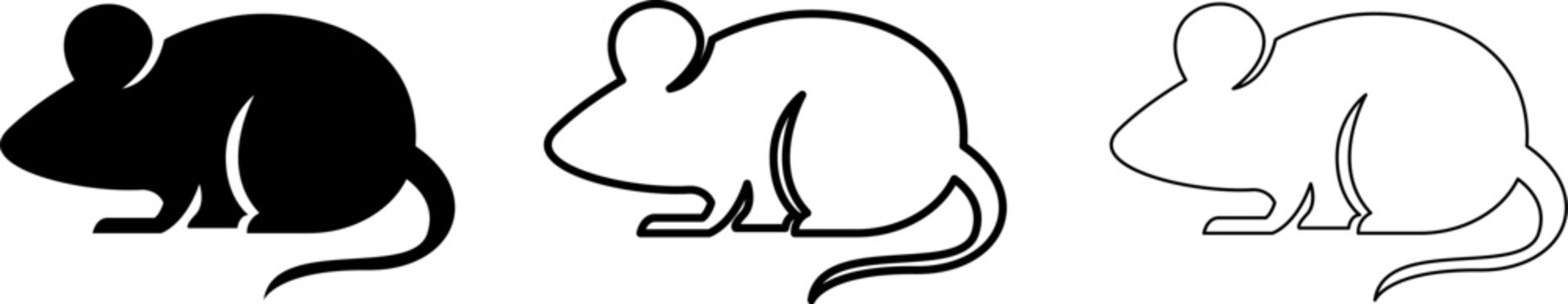 Rodent Silhouette and Pest Animal Black Icons