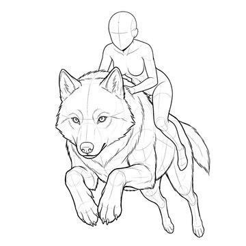 Wolf Rider Leaping Up Base Front View