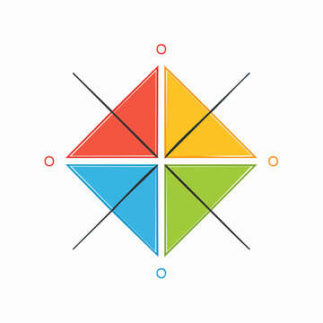 Colorful Geometric Compass Rose with Four Quadrants