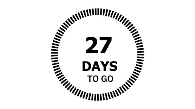 Minimalist "Days To Go" Countdown Clock on White Background.