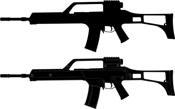 G36 Assault Rifle Silhouette Vector Illustration
