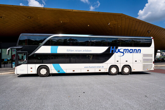 Gummersbach, Germany - May 9, 2026: Husmann Reisen Setra S 431 DT bus at central bus station