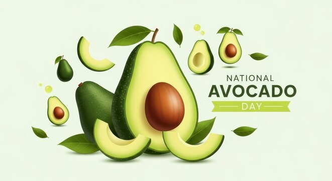 National avocado day celebration with fresh avocados
