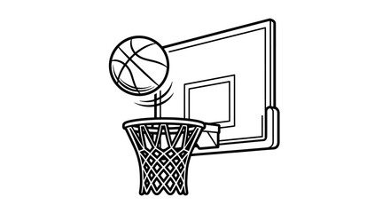 Slam Dunk Moment: A basketball soars through the air, poised to swish through the net, capturing the peak of athleticism and the thrill of the game. © Dicky