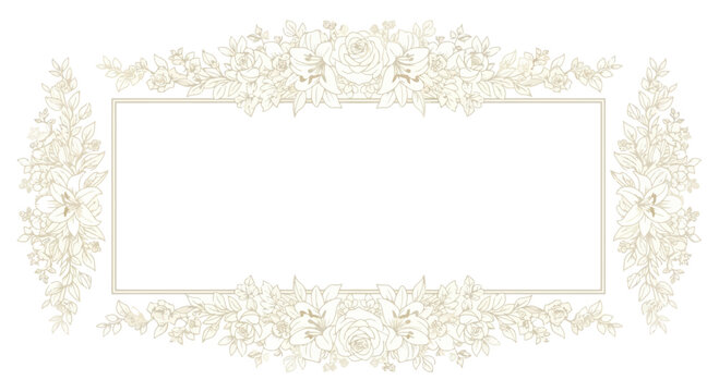 Elegant floral frame with roses and leaves, vintage decorative border for text