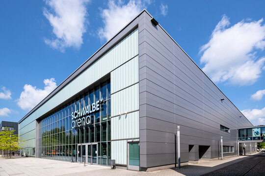 Gummersbach, Germany - May 9, 2026: Schwalbe arena, a multifunction hall and homestead of the VFL Gummersbach, one of the most successful team-handball club ever.
