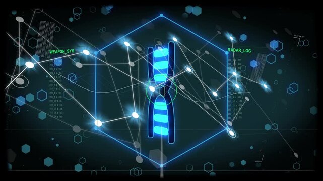 Scan firing, nodes converging, biomarker rising, pulsing, rotating, then unraveling for lock-on
