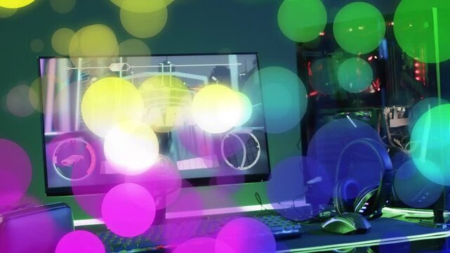 START label appearing, monitor shifting to driving view as neon bokeh growing, creating launch glow