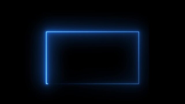 Neon rectangular frame technology glowing red border animation with minimal digital display interface and futuristic screen layout on black background. Motion graphics of frame concept