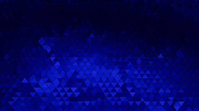 Abstract blue geometric background, glowing triangle mosaic pattern. Futuristic digital texture motion graphics backdrop
