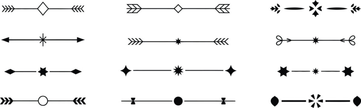 Vintage black silhouette set of sound mixer vector illustration icons and abstract line art elements in a metal style design pattern