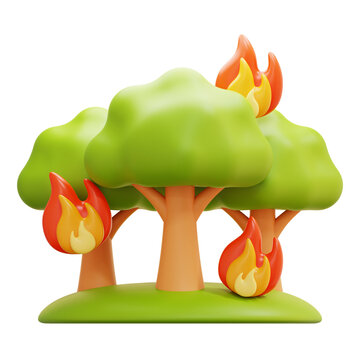 forest firest 3d icon illustration