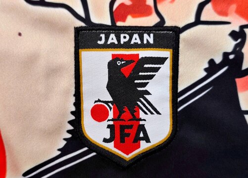 Photo of the Japan national football team emblem, also known as Samurai Blue, which represents Japan in men&rsquo;s international football. 