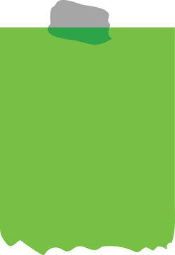 Vibrant green sticky note with shade and tep isolated on white background